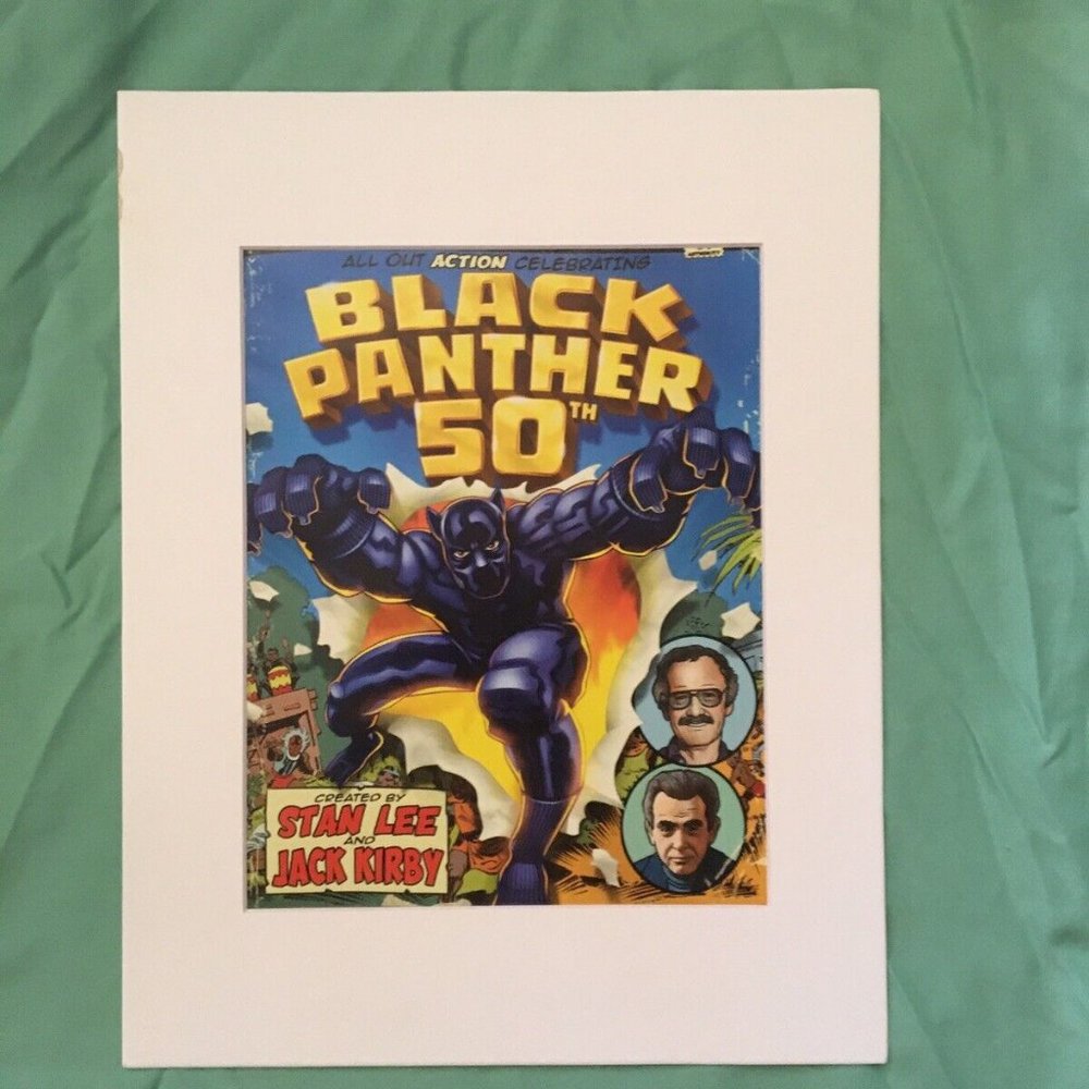 Black Panther Art matted Pop Gift Marvel Comics Stan Lee Jack Kirby